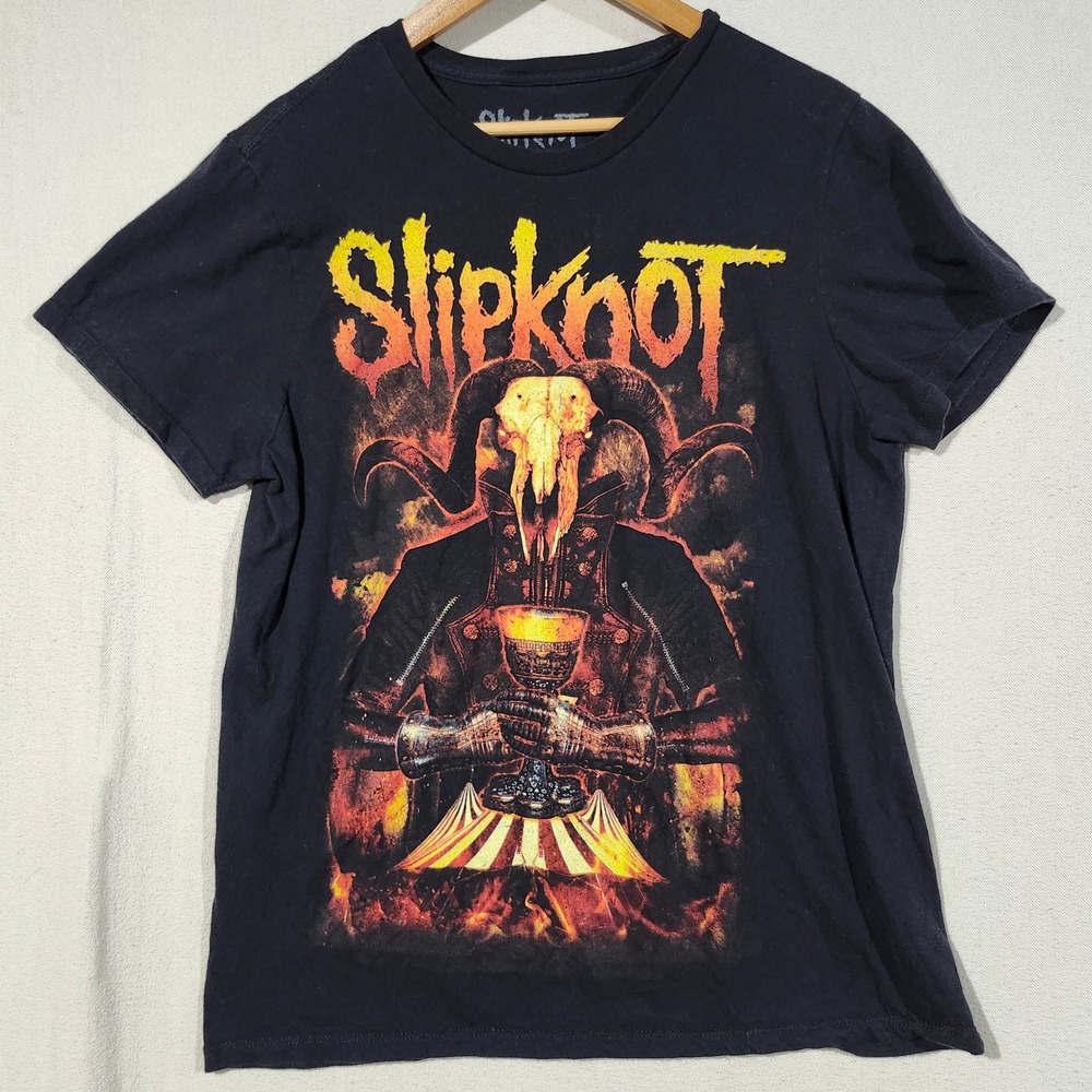Slipknot Graphic T-Shirt Mens XL Black Double Sided Chalice Skull Logo Cotton
